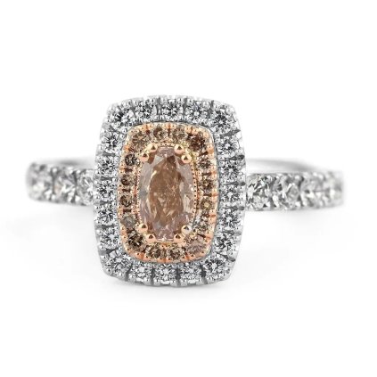 Prsten ve tvaru obdelniku s diamanty z bílého a růžového zlata, vel. 56