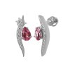 Náušnice z bílého zlata s růžovým turmalínem a diamanty