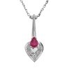 Náhrdelník s rubínem a diamanty z bílého zlata