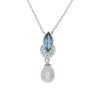 Náhrdelník se sladkovodní perlou, tanzanitem a diamanty z bílého zlata