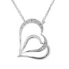 Náhrdelník dvojité srdce s diamanty z bílého zlata