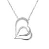 Náhrdelník dvojité srdce s diamanty z bílého zlata