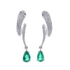Náušnice hadi se smaragdem a diamanty z bílého zlata