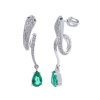 Náušnice hadi se smaragdem a diamanty z bílého zlata