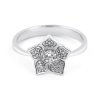 Prsten z bílého zlata ve tvaru květu s přírodními diamanty, vel.55