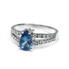 Prsten s akvamarínem a diamanty z bílého zlata, vel. 54