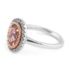 Romantický prsten s růžovým spinelem a dvojitým diamantovým orámováním v kombinaci bílo růžového zlata, vel. 56