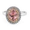 Romantický prsten s růžovým spinelem a dvojitým diamantovým orámováním v kombinaci bílo růžového zlata, vel. 56