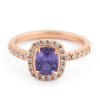 Prsten s fialovým safírem a diamanty z růžového zlata, vel. 56