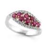 Prsten s přírodními rubíny a diamanty v kombinaci bílého a růžového zlata, vel. 57