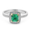 Prsten s přírodním smaragdem a diamanty z bílého a žlutého zlata, vel. 54