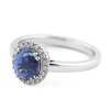 Prsten se safírem a diamanty z bílého zlata, vel. 57