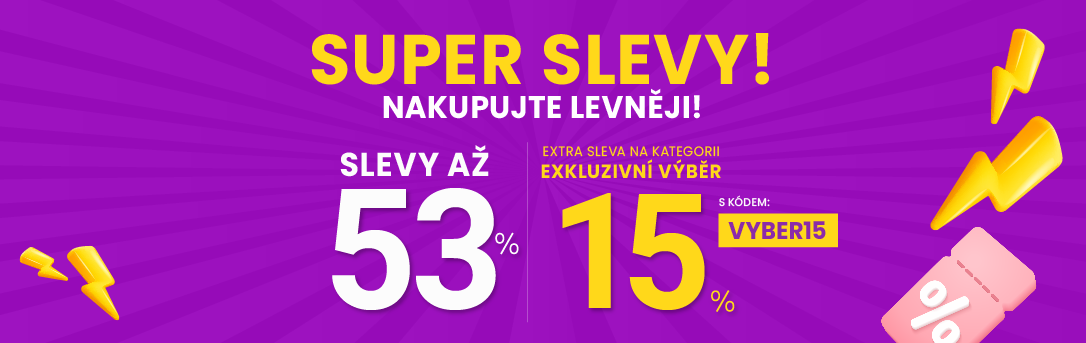 Slevy až 53 % + sleva 15 %