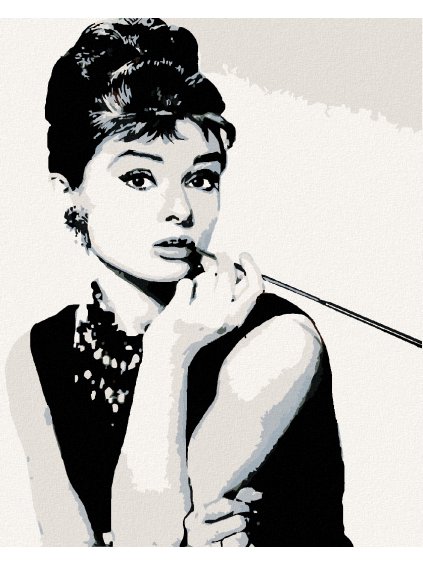 Diamantové malování - AUDREY HEPBURN ČERNOBÍLÁ