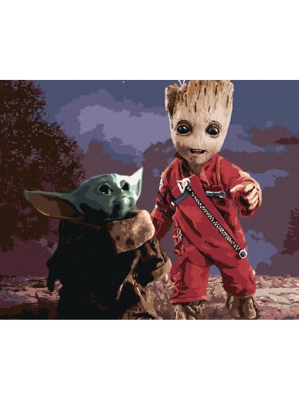 Diamantové malování - GROOT A BABY YODA