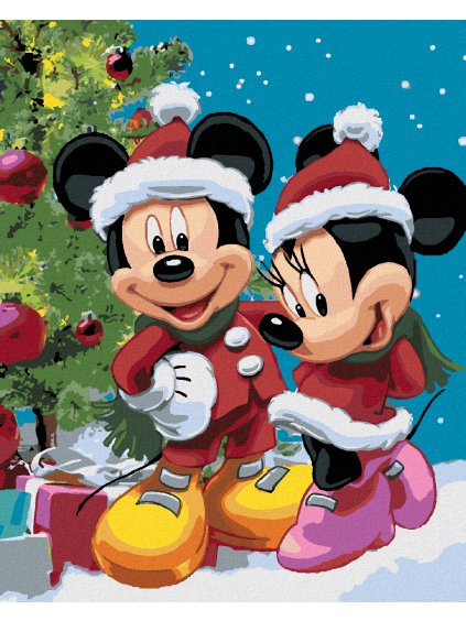 Diamantové malování - MICKEY MOUSE A MINNIE VE VÁNOČNÍM