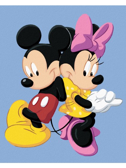 Diamantové malování - MICKEY MOUSE A MINNIE NA MODRÉM POZADÍ