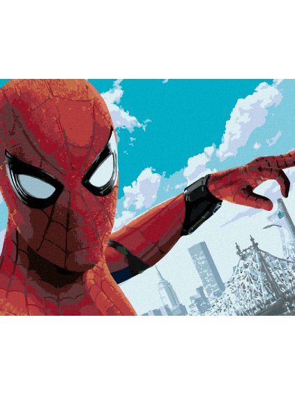 Diamantové malování - SELFIE SPIDERMAN A AVENGERS TOWER