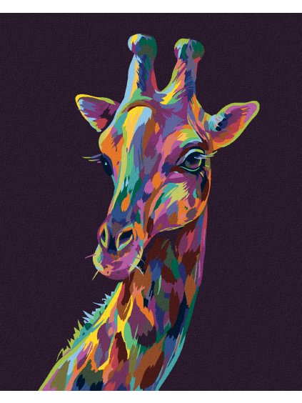 Diamantové malování - POP-ART ŽIRAFA NA FIALOVÉM POZADÍ