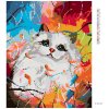 Diamantové malování - BÍLÁ KOČIČKA A BAREVNÉ POZADÍ