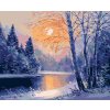 Diamantové malování - ZIMNÍ ŘEKA A HOLÉ STROMY