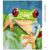 Diamantové malování - ŽÁBA SEDÍCÍ NA LISTU