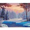 Diamantové malování - ZASNĚŽENÁ KRAJINA S ŘEKOU
