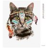 Diamantové malování - KOČKA S INDIÁNSKOU ČELENKOU
