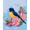 Diamantové malování - MODRÝ PTÁK A RŮŽOVÉ KVĚTY