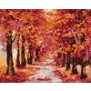 Diamantové malování - PODZIMNÍ LES ZBAREVNÝ DO ČERVENA