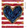 Diamantové malování - MODRÉ SRDCE S ČERVENÝMI PRUHY (HALEY BUSH)