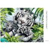 Diamantové malování - BÍLÝ TYGR A DVĚ MLÁĎATA (HOWARD ROBINSON)