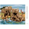 Diamantové malování - VESELÍ SLONI A GAZELY U VODY (HOWARD ROBINSON)