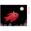 Diamantové malování - CHLAPEC S RYBOU MÍŘÍCÍ NA MĚSÍC