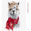 Diamantové malování - LAMA S ČERVENOU ŠÁLOU