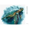 Diamantové malování - VELKÁ MOŘSKÁ ŽELVA NA MODRÉM POZADÍ
