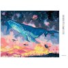Diamantové malování - VELRYBA POTÁPĚJÍCÍ SE DO FANTASY VESMÍRU