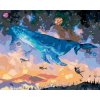 Diamantové malování - VELRYBA POTÁPĚJÍCÍ SE DO FANTASY VESMÍRU