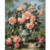 Diamantové malování - RŮŽOVÉ RŮŽE VE STŘÍBRNÉ VÁZE