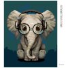 Diamantové malování - SLON S BRÝLEMA A SLUCHÁTKAMA
