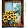 Diamantové malování - SLUNEČNICE VE VÁZE U OKNA