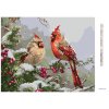 Diamantové malování - PTÁK KARDINÁL NA VĚTVI A ČERVENÉ PLODY