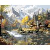 Diamantové malování - OREL, ŘEKA, CHATA A HORY