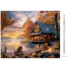 Diamantové malování - DÝNĚ, TÁBORÁK, KANOJ U JEZERA A ZÁPAD SLUNCE