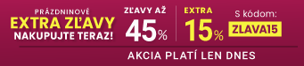 Zľavy až 45 % + naviac zľava 15 %