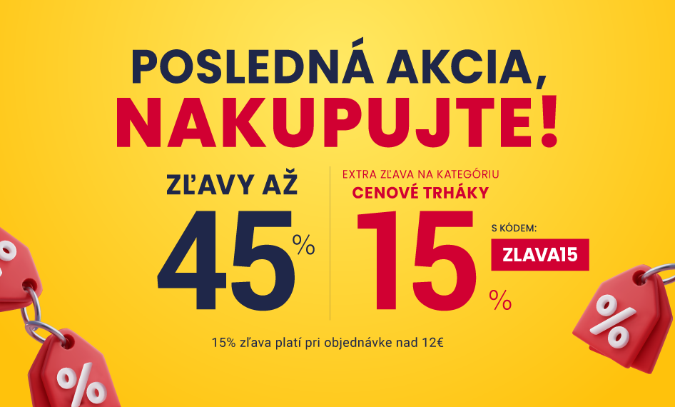 Zľavy až 45 % + naviac zľava 15 %