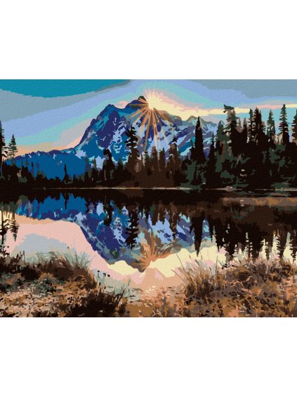 Diamantové maľovanie - ZASNEŽENÉ HORY (Rámovanie bez rámu a bez vypnutia plátna, Rozmer 40x50 cm)