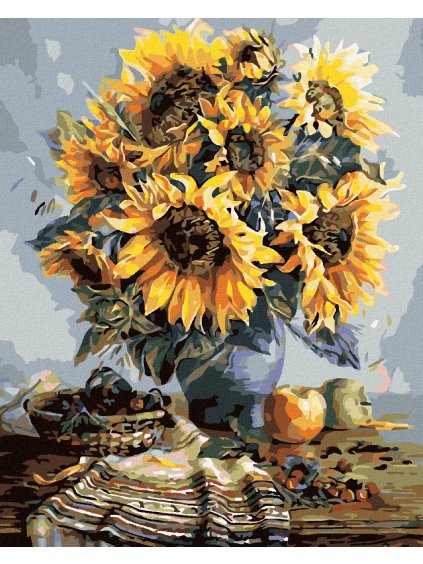 Diamantové maľovanie - KYTICA SLNEČNÍC JESENNE LADENÉ (Rámovanie bez rámu a bez vypnutia plátna, Rozmer 40x50 cm)