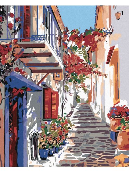 Diamantové maľovanie - ŠPANIELSKA ULIČKA (Rámovanie bez rámu a bez vypnutia plátna, Rozmer 40x50 cm)