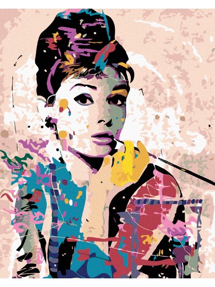 Diamantové maľovanie - AUDREY HEPBURN (Rámovanie bez rámu a bez vypnutia plátna, Rozmer 40x50 cm)